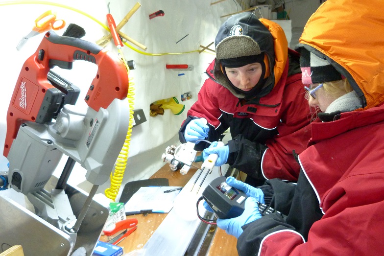 Processing ice cores in Antarctica