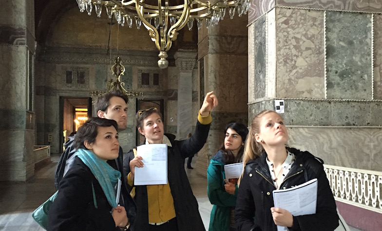 Beate Fricke (centre) with students in Istanbul, Turkey