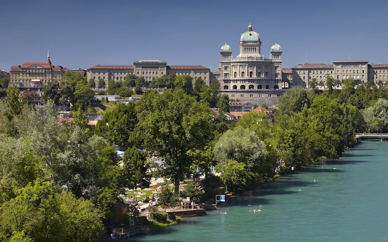 Switzerland's Federal Parliament (centre) is located in Bern